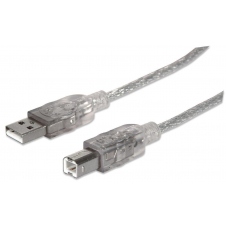 MANHATTAN CABLE DE ALTA VELOCIDAD USB 2.0, USB A MACHO - USB B MACHO, 5 METROS, PLATA 345408