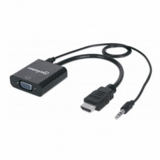 MANHATTAN CONVERTIDOR HDMI MACHO - VGA HEMBRA, NEGRO 151559