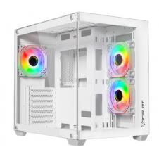 GABINETE OCELOT GAMING W-CUBE 2, ATX, MICRO-ATX, MINI-ITX, BLANCO, 3 VENTILADORES ARGB