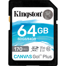 MEMORIA FLASH KINGSTON CANVAS GO! PLUS, 64GB SDXC UHS-I CLASE 10, SDG3/64GB
