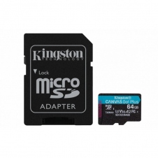 MEMORIA FLASH KINGSTON CANVAS GO! PLUS, 64GB MICROSDXC UHS-I CLASE 10, CON ADAPTADOR, SDCG3/64GB