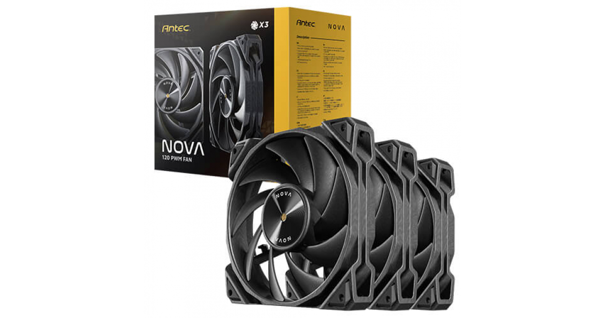 Antec Nova 120 PWM PC Fan - 120mm High Performance Fan With 3-Speed Modes Up To 3200 RPM