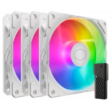 KIT 3 VENTILADORES COOLER MASTER SICKLEFLOW 120MM RGB BLANCO