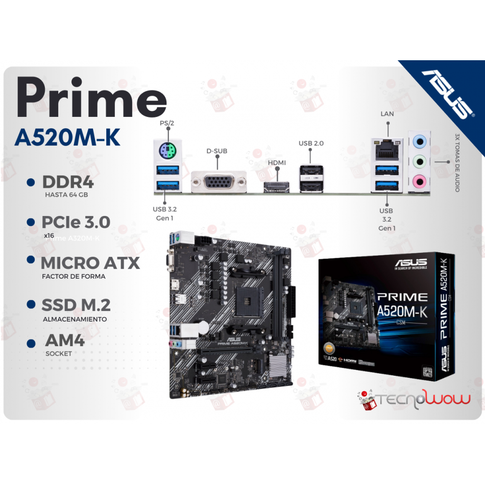 KIT ATHLON 3000G, ASUS A520, 8GB RAM DDR4 de TECNOWOW en Kits de…
