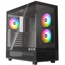 GABINETE XYZ AURORAX 50 3 VENT 120MM CRIST TEMP/ MALLA ATX BLACK