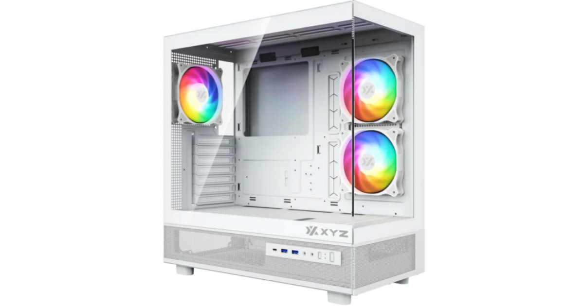 GABINETE XYZ AURORAX 50 3 VENT 120MM CRIST TEMP MALLA ATX WHITE…