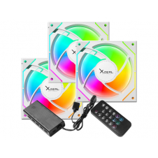 KIT DE 3 VENTILADORES P/GABINETE XZEAL XZ1115 ARGB BLANCO (XZVEB102W)