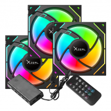 KIT DE 3 VENTILADORES P/GABINETE XZEAL XZ1115 ARGB NEGRO (XZVEB102B)
