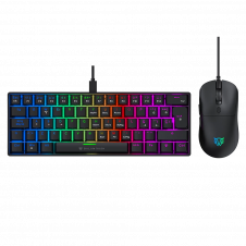 KIT TECLADO Y MOUSE GAMER BALAM RUSH FUSION VANGUARD 60% CKG660 ALAMBRICO NEGRO