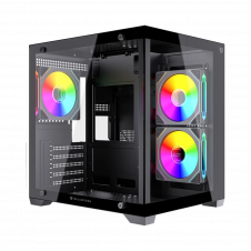 GABINETE BALAM RUSH TANK GLOW MAX 3900 M-ATX 3FAN 120MM ARGB CRISTAL NEGRO
