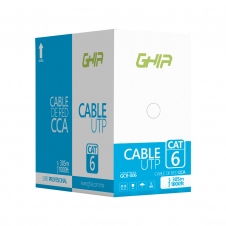 BOBINA DE CABLE MARCA GHIA CAT6 UTP CCA COLOR AZUL 23 AWG UTP 305M 1000FT CERTIFICACIN CE / ROHS