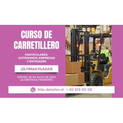 ¡ÚLTIMAS PLAZAS! CURSO CARRETILLERO EN TENERIFE