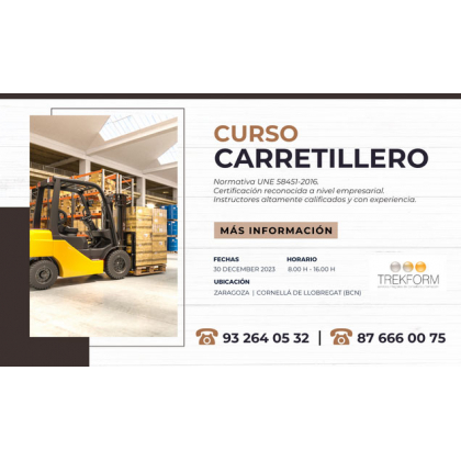 CURSO DE CARRETILLERO EN BARCELONA Y ZARAGOZA