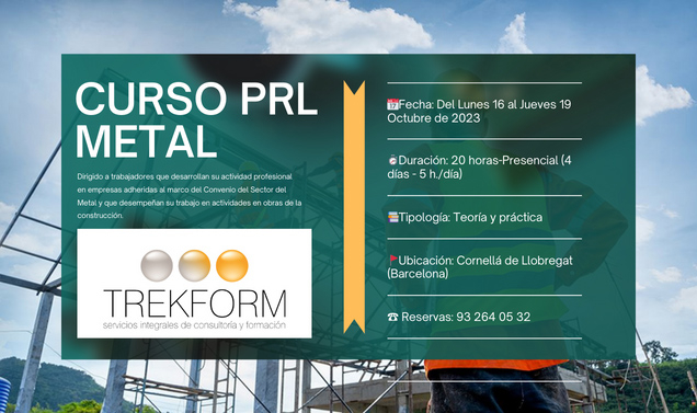 CURSO PRL PARA TRABAJOS METAL