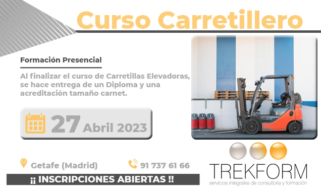 CURSO CARRETILLERO EN GETAFE (MADRID) – ABRIL DE 2023