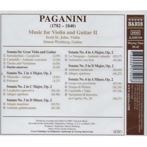 Paganini Music for Violín and Guitar II