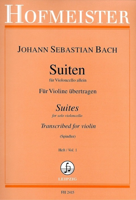 Score Bach Cello Suites For Violin, Johan Sebastian Bach