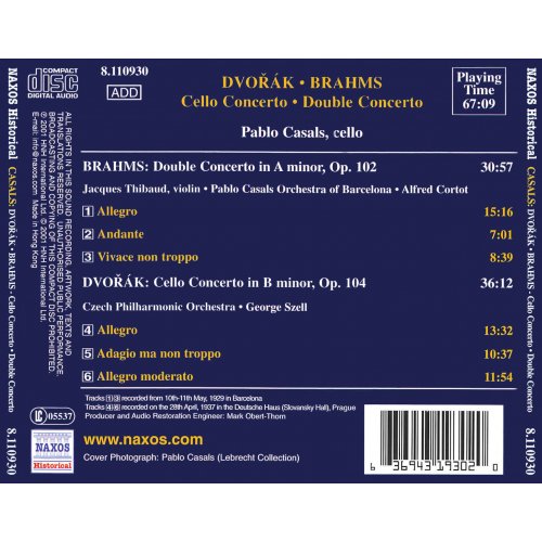 Great Cellist - Pablo Casals - Dvorak - Brahms
