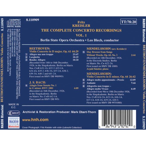 Great Violinist - Kreisler Vol.1