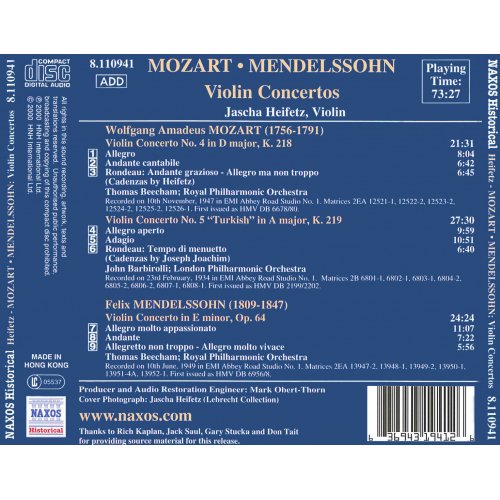 Great Violinist - Heifetz - Mozart