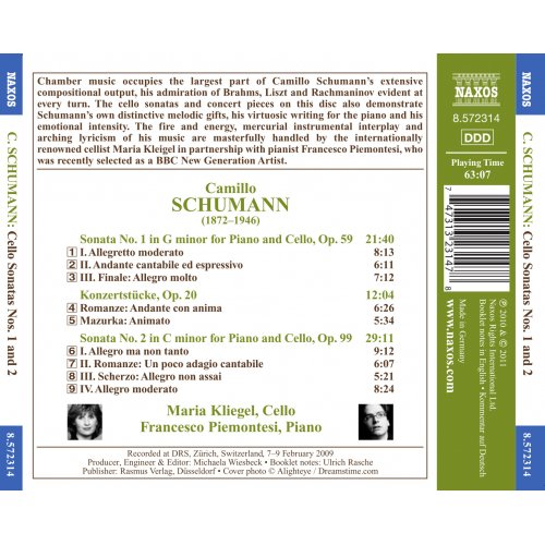 Schumann, Camillo - Cello Sonatas Nos. 1 y 2